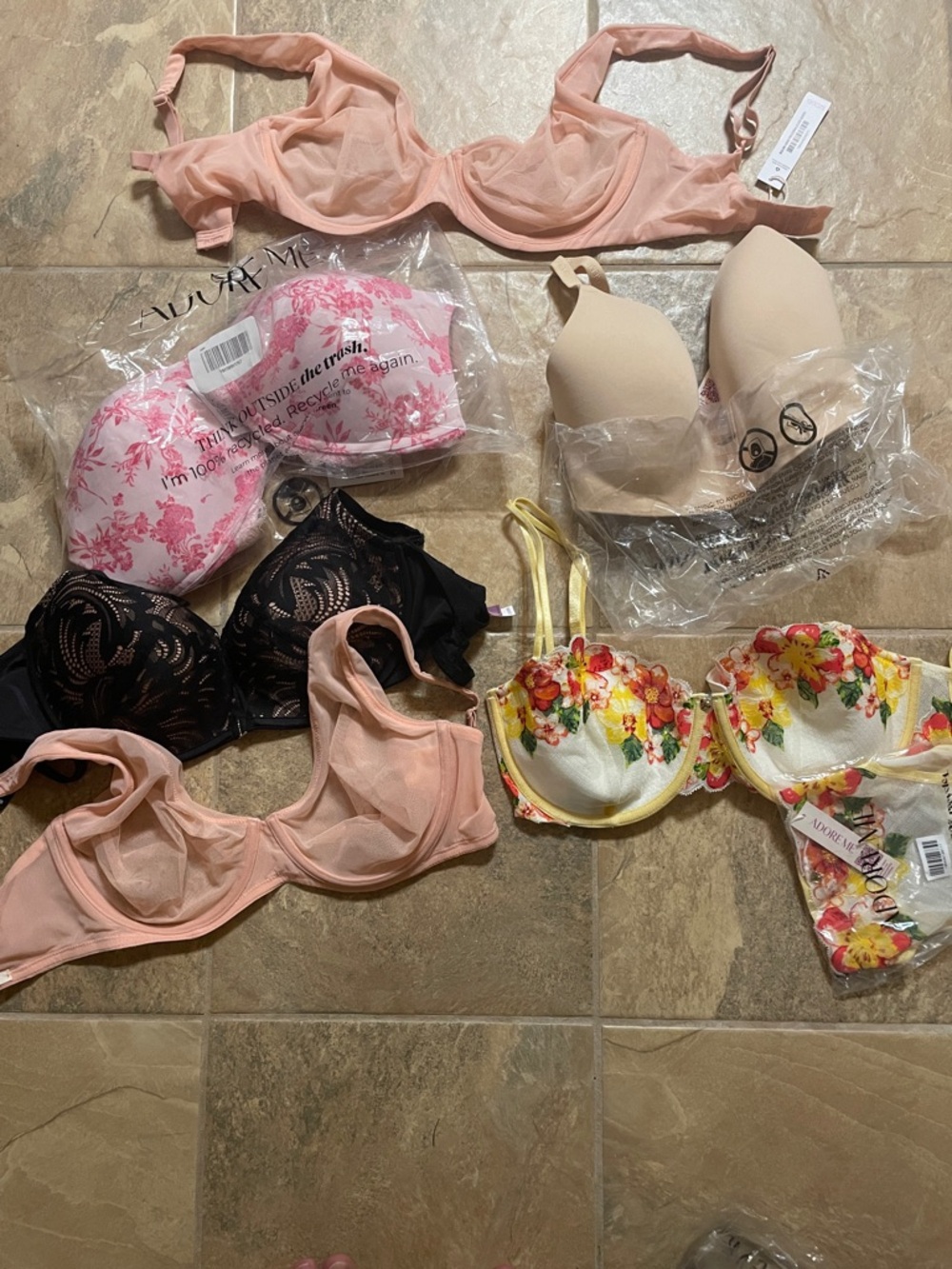 Adore Me Blush Pink Sheer Underwire Bra